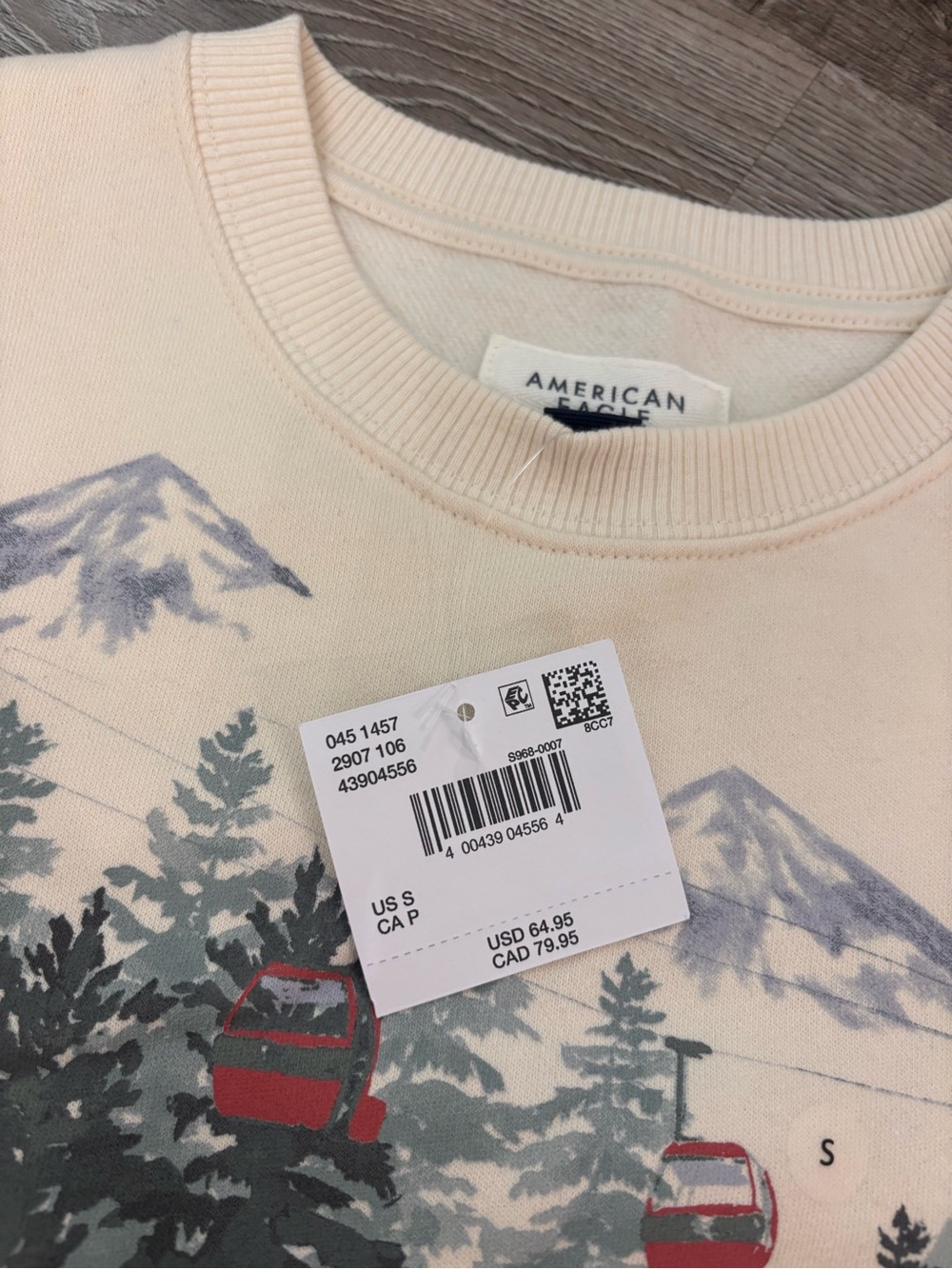 American Eagle Après Ski Graphic Sweatshirt Cream Size Small NWT - Picture 6 of 7